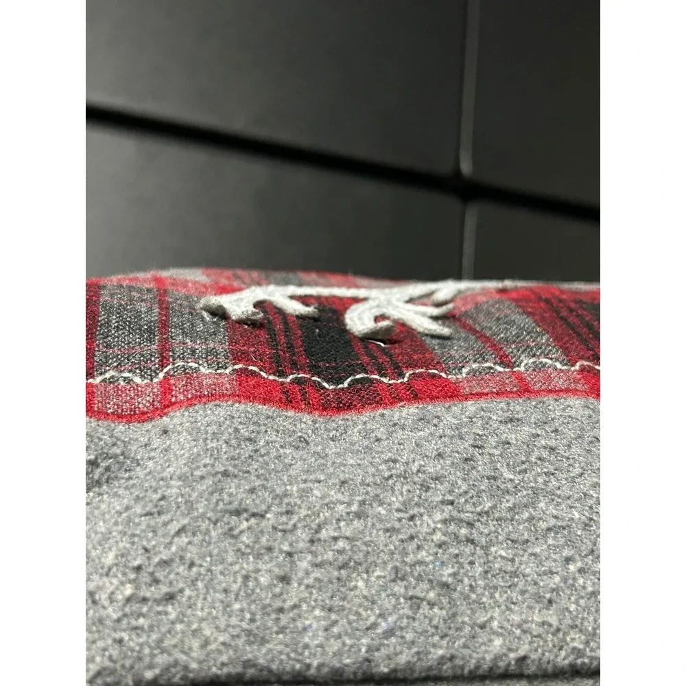 Red Grey Plaid Reindeer Christmas Throw‎ Pillow